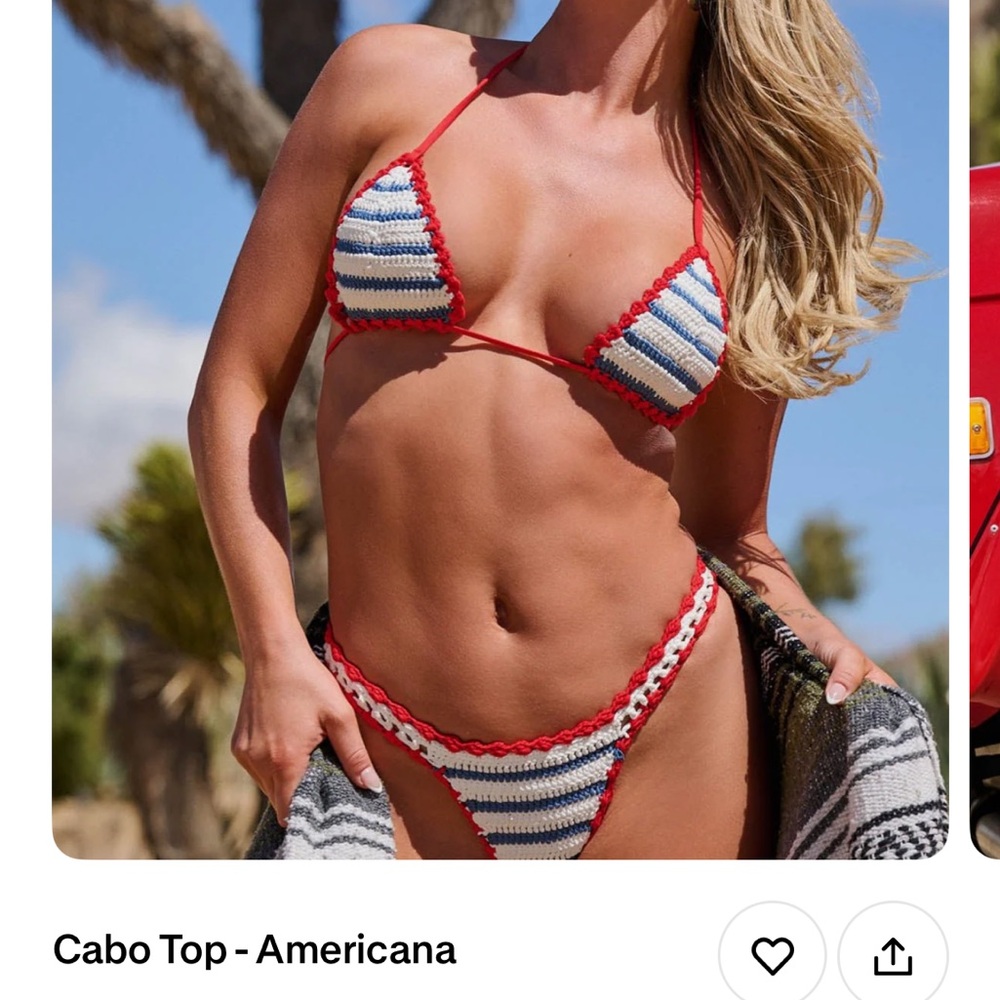 Red and Blue Striped Bikini Set